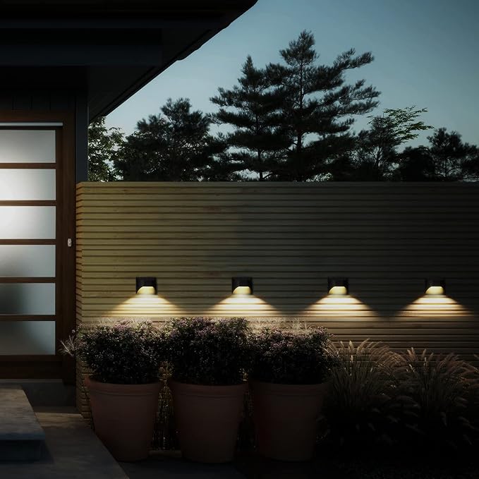 Solar Fence Lights -Deck & Step & Stair Lights - Warm White/Daylight/Cool White Options for Yard Garden Deck Stair Step Fences,Waterproof（2-Pack）