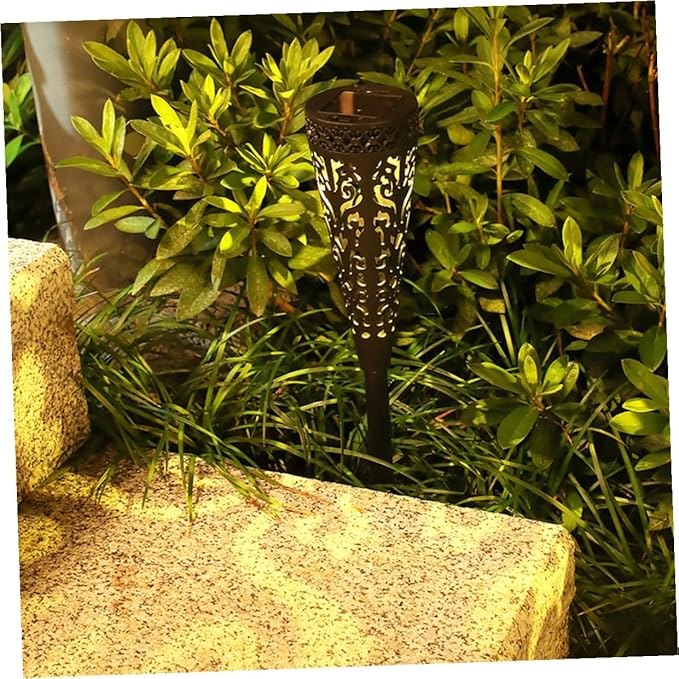 4pcs Solar Pathway Lights Outdoor Waterproof Solar Lawn Garden Yard Patio Decorative LED Warm Light Plastic Hollow Design