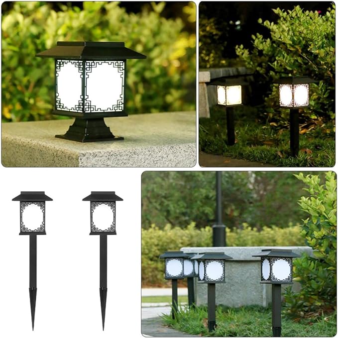 Mikikit 2pcs Waterproof Solar Garden Ground Stake Lights LED Outdoor Landscape Path Lights for Yard Lawn and Patio White Solar Lawn Lamps for Garden Decoration