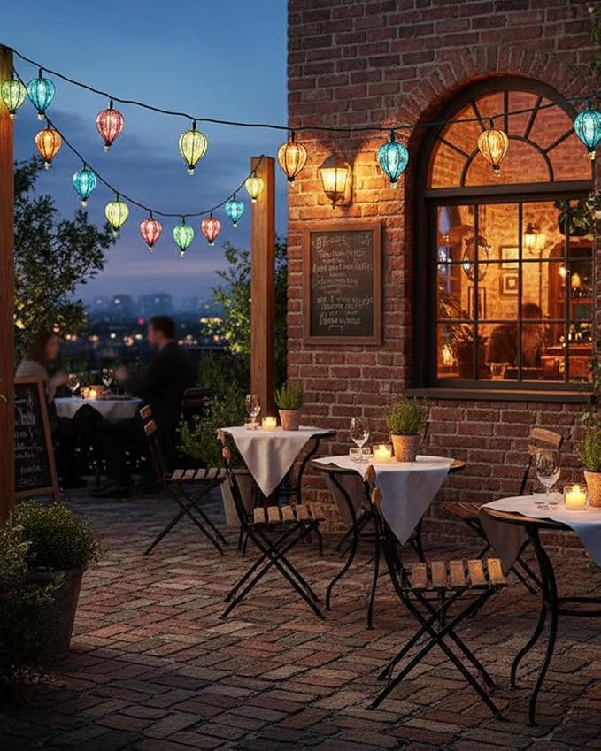 Multicolor Outdoor String Lights with 10 Bulbs, 11FT Connectable UL Listed Backyard Patio String Lights Hanging Indoor Outdoor for Patio Garden Gazebo Bistro Party Wedding (2 PCS)
