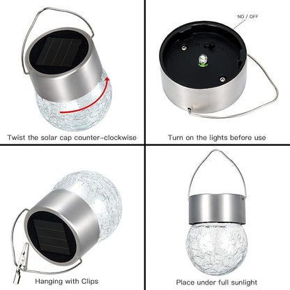 SUNWIND Hanging Solar Ball Lights Outdoor - 8 Pack Auto Color Changing Cracked Glass Decorative Garden Lights Hanging Solar Lanterns for Yard, Patio, Fence, Tree, or Holiday Decoration(Multi-Color)