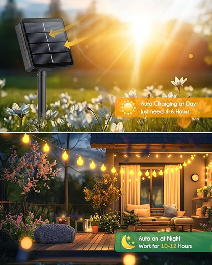 Brightown Solar String Lights Outdoor Waterproof, 19.6Ft 60 LED Globe Solar Patio Lights, 8 Modes Balcony Lights for Yard Patio Tree Canopy Party Camping Balcony