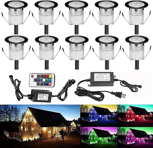 Low Voltage LED Deck Light Kit Multi-Color RGB Waterproof Recessed Wood Decking Stairs Garden Yard Patio Decor Lamp | Lumora