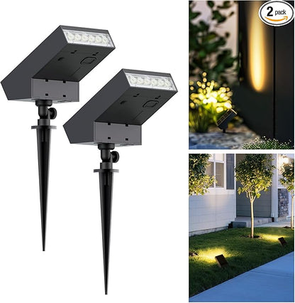 Solar Landscape Lights Outdoor, 3000K Dimmable Solar Pathway Lights, 500LM Solars Spot Light IP65 Waterproof for Walkway Lawn Yard, 2pcs