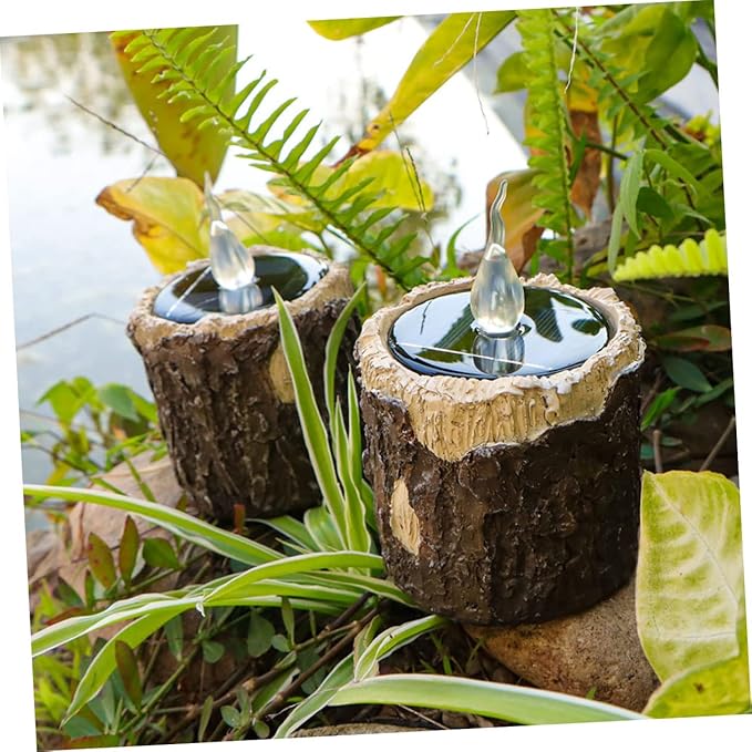 Sosoport Solar Garden Decorative Light Wood Grain Landscape Lighting Solar Powered Outdoor Led Lamp