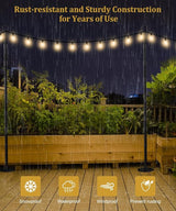 2 Pack 10FT String Light Poles for Outdoor Decor, Sturdy Light Pole with Hard Ground Base, Adjustable Metal Light | Lumora
