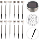 12pcs Solar Pathway Lights Outdoor Garden Solar Lights Stainless Steel Warm White Lawn Lighting Stakes for Yard | Lumora