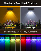 Solar Fence Lights Outdoor Waterproof, 80 Lumens Solar Lights for Fence with Warm White & RGB 8 Colors,Outdoor | Lumora