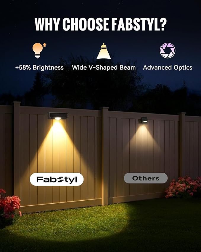 Solar Fence Lights Outdoor, 10 RGB Color & 3 Light Mode Fence Lights Solar Powered for Outside Backyard, Railing, Step, Patio, Fence Post, Home Improvement Garden Decor, 12 Pack