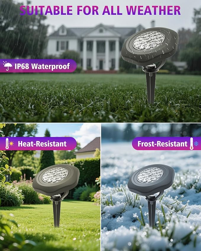 CORESLUX Solar Spot Lights Outdoor Waterproof IP68, 3-in-1 LED Color Changing Solar Landscape Lights, 2 Light Modes | Lumora