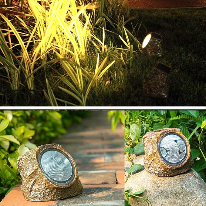 EiGreen Solar Garden Rock Lights Outdoor, 2 Pack 10 LED Waterproof Solar Powered Rock Light，Yard Landscaping | Lumora