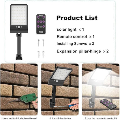 highydroLED Solar Lights Outdoor with Remote and Color Temperature Adjustment 2700K to 6000K, 48LED Solar Motion Sensor Light with 3 Modes,Waterproof IP65 Night Light for Garden Garage [Pack of 2]
