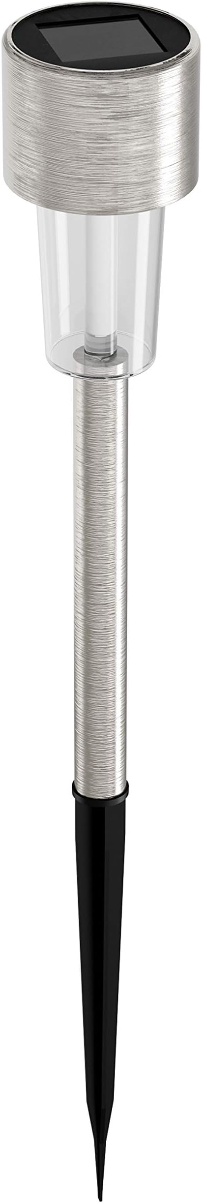 Pure Garden Outdoor Solar Lights - 12-Pack Stainless-Steel LED Lights for Gardens, Pathways, and Patios - Weather-Resistant Stake Lights (Silver)