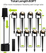 JACKYLED 8-Light LED Low Voltage Landscape Lighting, 9W Outdoor Spot Lights with Adapter, 3000K Warm White, ON/Off | Lumora