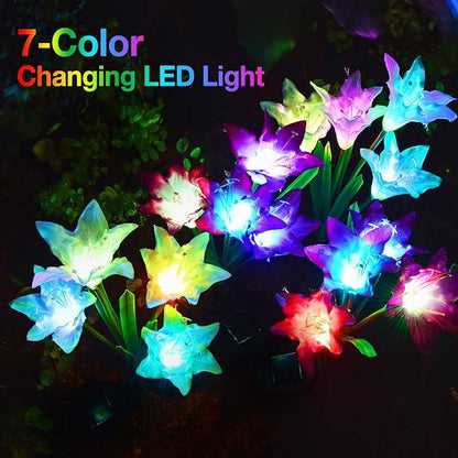 4 Pack Solar Lily + 8 Pack Solar Pathway Lights Outdoor
