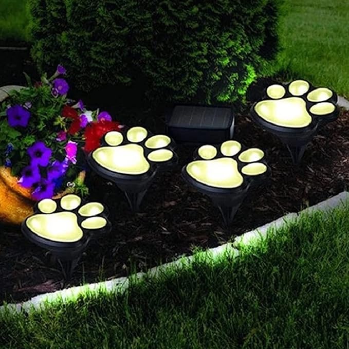 Generic Paw Print Solar Light, Outdoor, Warm Light, Waterproof, 4 in 1, Pathway Lighting for Patio, Lawn, Yard