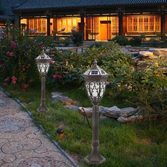 Lights Outdoor IP65 Waterproof Rainproof Victoria Solar LED Post Pillar Column Light European Antique Community | Lumora