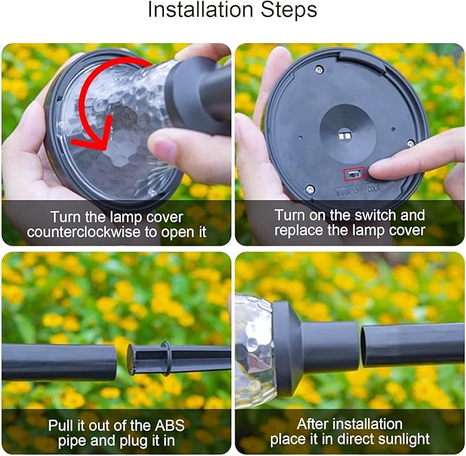 Solar Pathway Lights Waterproof, Warm Yellow Solar Post Cap Lights Auto On/Off, Outdoor Landscape Path Lights for Driveway Balcony Garage Patio