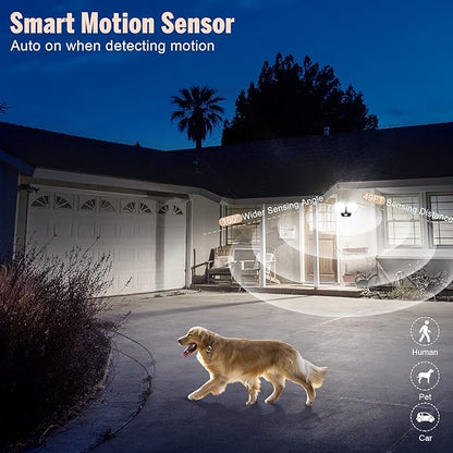 Battery Powered Motion Sensor Security Light,5000K 1000LM High Brightness,6 -Month Battery Life,No Wiring Installation,49FT Sensing Distance,Indoors or Outdoor Used,2-Year Warranty