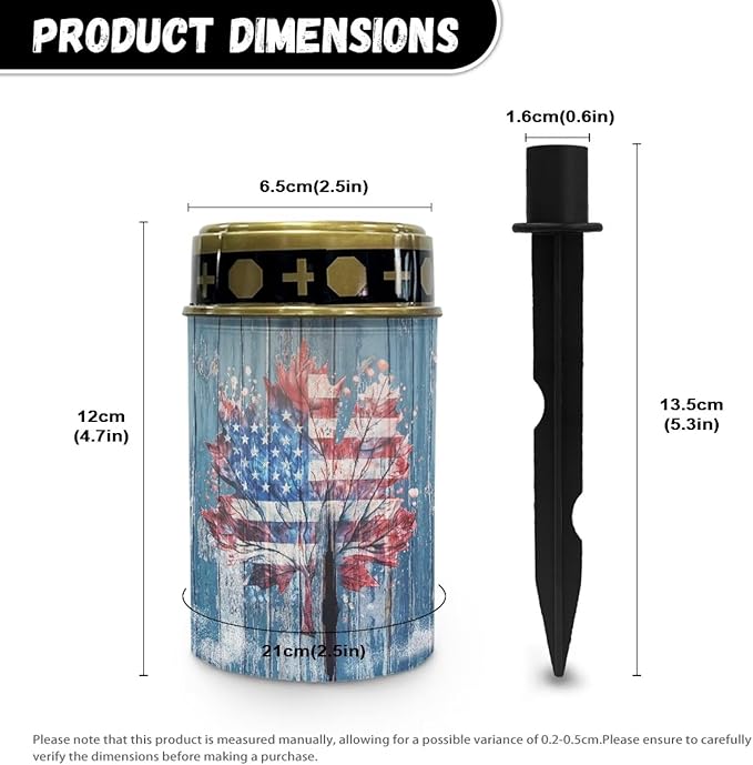 American Flag Pattern Solar Garden Lights for Cemetery Solar Lights Outdoor Garden, Eternal Lights for Cemetery Grave Decorations