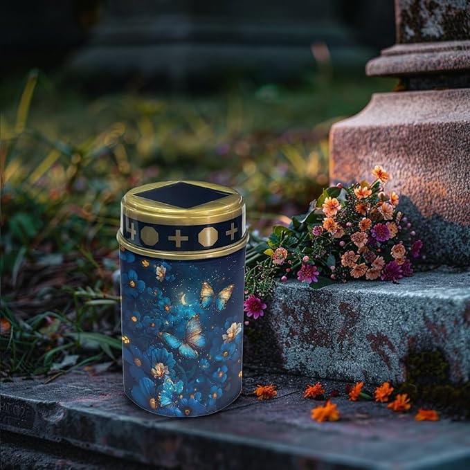 Blue Butterfly Garden Stake Light, Solar Lights for Cemetery Grave,Solar Pathway Lights Outdoor,Lawn Yard Patio Garden Decor Environment Friendly