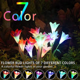 Solar Garden Stake Flower Lights Upgraded 2 Pack Outdoor Waterproof Solar Powered Lights Lily Flowers, 7 Colors | Lumora