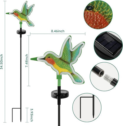 Solar Hummingbird Garden Lights, Halloween Outdoor Lights Decor,LED Hummingbirds Light Outside,Garden Solar Lights, Outdoor Decorations for Yard (2 Pack)