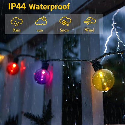 Vigdur Solar String Lights Outdoor, 7Ft Globe Multicolor String Lights with 15 Plastic Shatterproof LED Bulbs, Hanging Outdoor Patio Lights for Outside Backyard Porch Balcony Party