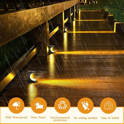 Solar Step Lights 6 Pack, Stair Lights Outdoor Waterproof, LED Step for Outside, Outdoor Solar Powered Step Lighting for Patio Decor, Deck, Porch, Front Door, Walkway (Warm White)