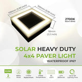 LUMENGY Solar Paver Light 4x4 Inch (3.93x3.93), Stainless Steel with Tempered Glass, 2700K - Outdoor Path Light | Lumora