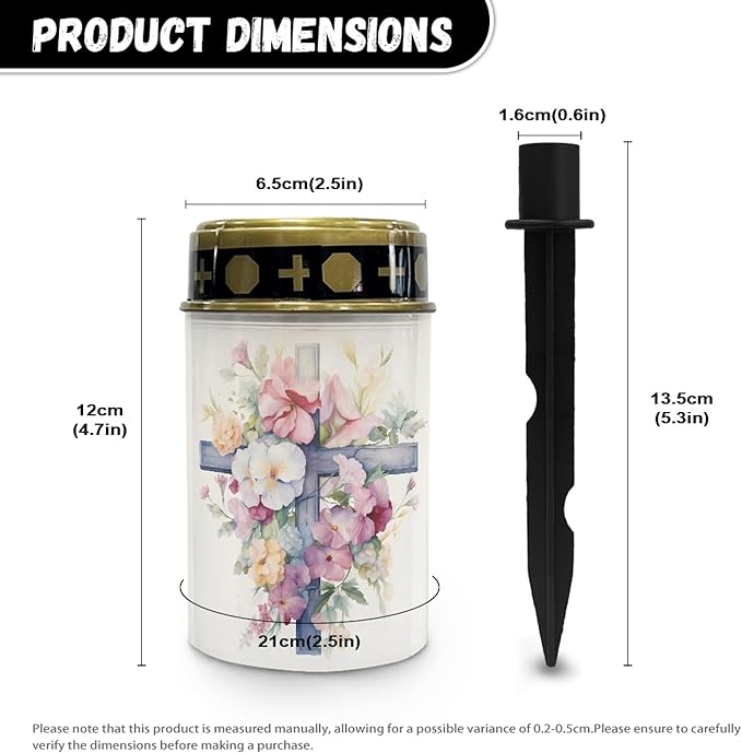 Cemetery Solar Lights for Grave,Cross Floral Pink Garden Solar Lights Waterproof Solar Powered Stake Lights Pathway Lights Outdoor Flameless Warm White Lantern Yard Spotlights LED Lantern