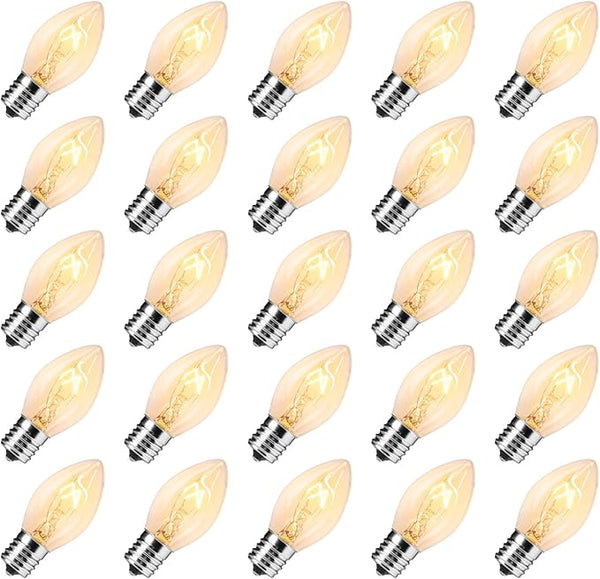 Minetom 50 Pack C7 Incandescent Light Bulbs, C7 Replacement Bulb for Christmas String Light, E12 Candelabra Base, 5 | Lumora