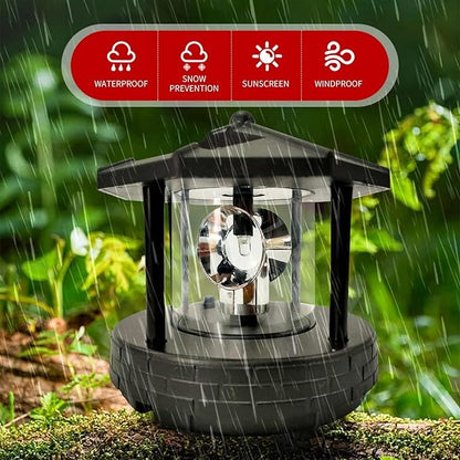 Solar Powered Rotating Lighthouse 360 Degree Rotating Lamp with High Brightness Eco-Friendly LED Lights Waterproof Statue for Garden, Yard, Outdoor Deco, Black