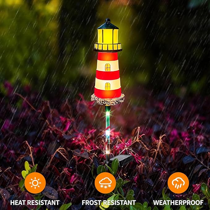 Solar Garden Lights Outdoor Decorations, 4 Packs Lighthouse Waterproof, Lights walkways Garden Decor for Outside | Lumora