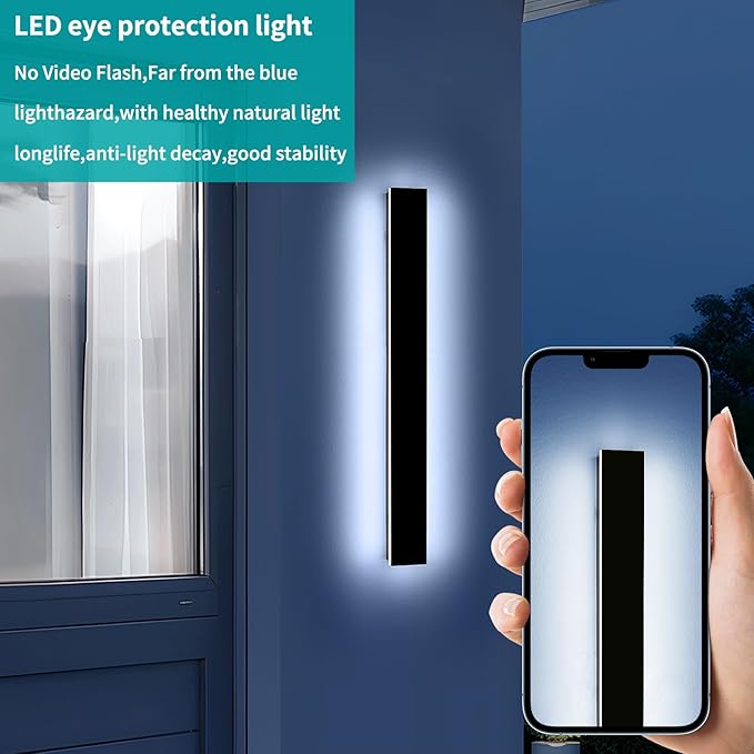 Mikeru 31.4" Outdoor Wall Sconce 6000K Cool White - IP65 Waterproof Black Exterior Light, Hardwired Wall Mounted | Lumora