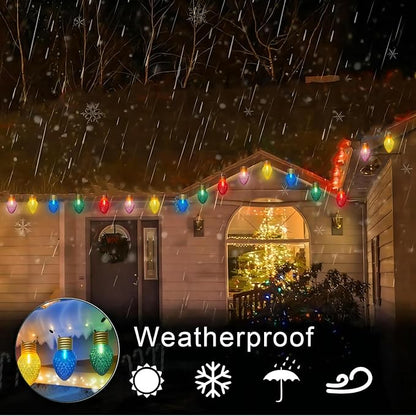 16FT Jumbo Christmas Lights,C7 Jumbo Xmas String Light Christmas Outdoor Decorations Lights with 10 Large Diamond Pattern Multicolor Bulb for Holiday Home Roof Yard Garden Decorations