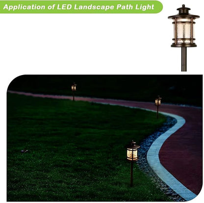 hykolity Low Voltage ORB LED Landscape Path Light W/Crackled Shade, 3.4W 155LM 12V Wired Outdoor LED Walkway Light, Die-cast Aluminum Construction, 30-Watt Equivalent, 6 Pack