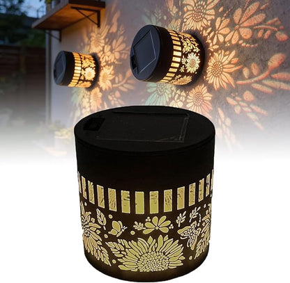 Solar Mandala Lights Outdoor Decorative - Waterproof Metal Mandala Solar Wall Lights, Artistic Fence & Step Lights for Garden, Patio, Backyard, Yard & Outdoor Home (1, Sunflower-Colored Light)