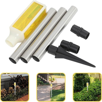 Alasum Solar Powered Outdoor Yard Light and Pathway Stake Lamp, Yellow LED Landscape Lighting for Garden Lawn Patio, Weatherproof Solar Courtyard Light for Backyard Use