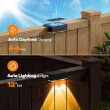 NIORSUN 12 Pack Solar Fence Lights, LED Outdoor Lights, Warm White + RGB, IP45 Waterproof, Black | Lumora