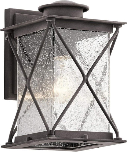 Kichler Argyle 10.25" 1 Light Outdoor Wall Light with Clear Seeded Glass in Weathered Zinc