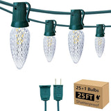 25FT C9 Christmas String Lights Outdoor, 25+1 LED Strawberry Christmas Lights on Connectable Green Wire, 2700K Warm | Lumora