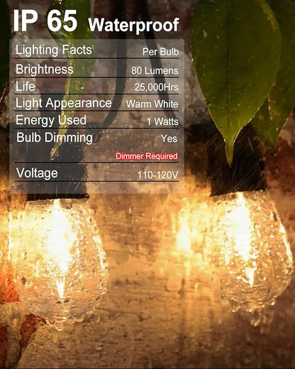 Outdoor String Lights, 50FT Patio String Lights with 27 S14 Vintage Waterproof & Shatterproof LED Bulbs, 2700K Hanging String Lights for Outside Backyard Cafe Garden Bistro Porch