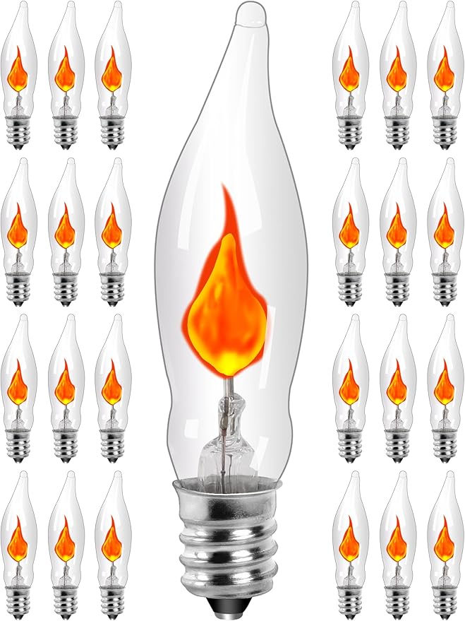 25-Pack Realistic Flame Light Bulbs, Vintage C18 E12 Bulb with Candelabra Base, Ideal Replacement for Outdoor & | Lumora