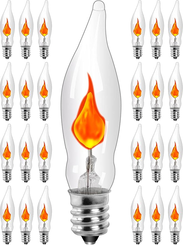 25-Pack Realistic Flame Light Bulbs, Vintage C18 E12 Bulb with Candelabra Base, Ideal Replacement for Outdoor & | Lumora