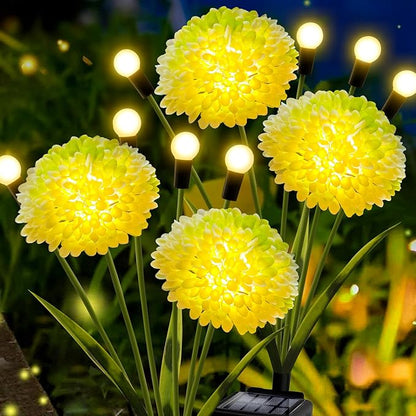 Solar Lights Outdoor Waterproof, 2 Pack Solar Firefly Swaying Lights with Flowers, Flower Light Garden Decor for Outside Yard Patio Thanksgiving for Women Grandma