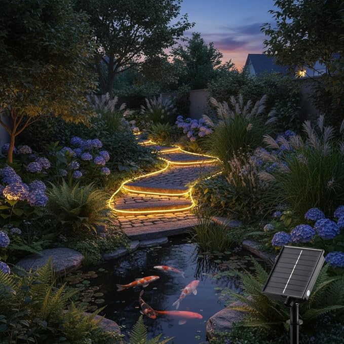 XEWEA Solar Rope Lights Outdoor,16Colors 66LED 39Ft String Light with 20Modes Remote, Solar Powered Rope Tube Lights for Garden Fence Paito Yard Christmas Decoration
