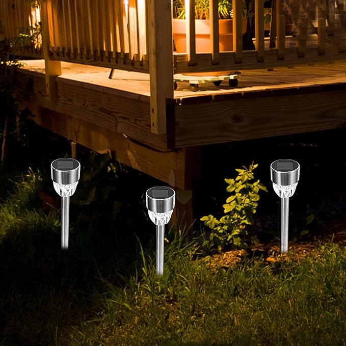 2pcs Stainless Steel Solar Lawn Lights Outdoor Solar Garden Path Lights Waterproof for Yard and Courtyard Decor | Lumora