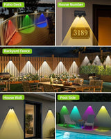 Solar Fence Lights Outdoor with Remote Control, RGB Color Changing & Warm/Cool White LED Deck Lights, High | Lumora