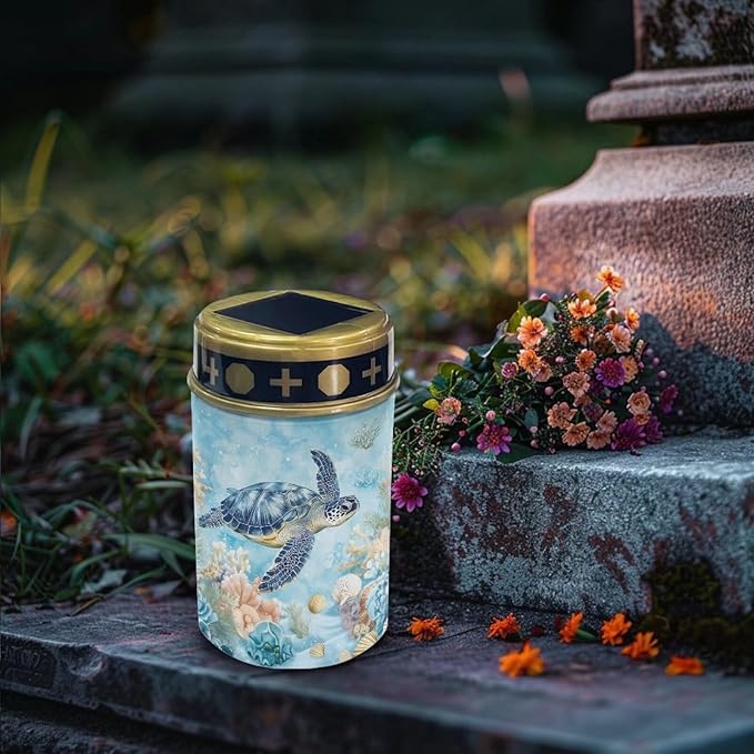 Blue Turtle Garden Lights Solar Powered Waterproof Decorative Solar Lights for Cemetery Electric Fake Led Flameless Candles Multipurpose Cemetery Light Blessed Candles